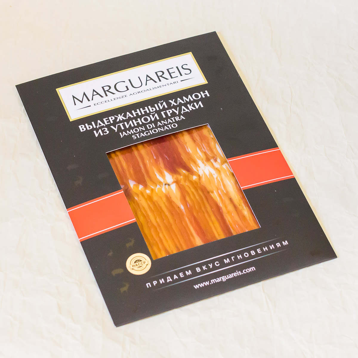 86697819f5dd11e78dd9408d5cf37283_7688449acb3211e99a327085c2504704 Мясной продукт MARQUAREIS Хамон из утиной грудки выдержанный нарезка 60гр — изображение 1